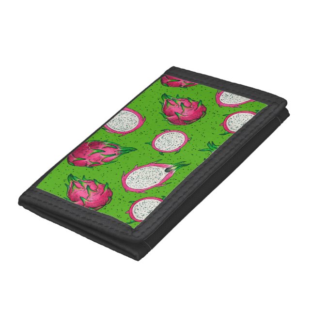 Red dragon fruit on green trifold wallet (Bottom)