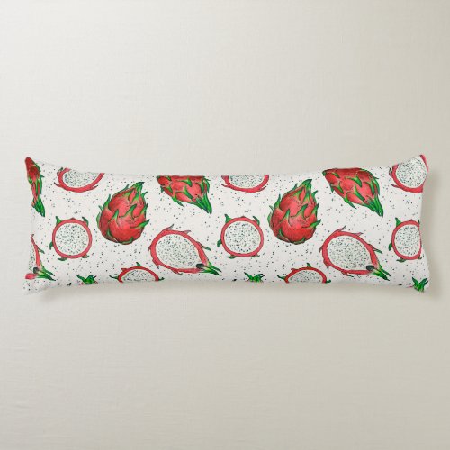 Red dragon fruit on off white body pillow
