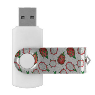 Red dragon fruit on off white flash drive