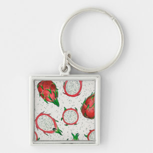 Red dragon fruit on off white keychain