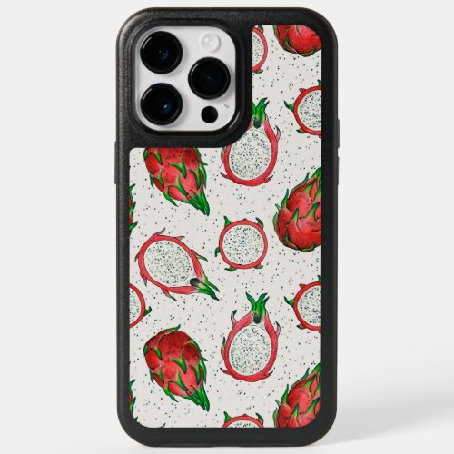 Red dragon fruit on off white OtterBox iPhone 14 pro max case