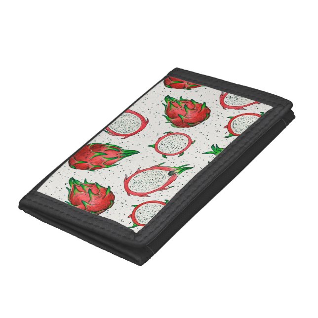 Red dragon fruit on off white trifold wallet (Bottom)