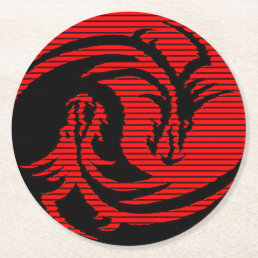 Red dragon   gel mouse pad round paper coaster