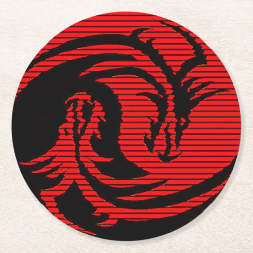 Red dragon   gel mouse pad round paper coaster