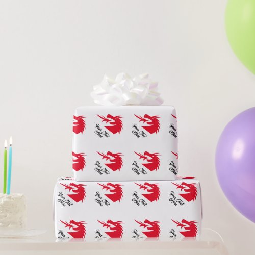 Red dragon head Chinese New Year wrapping paper