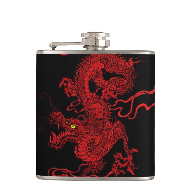 Red Dragon Hip Flask (Front)