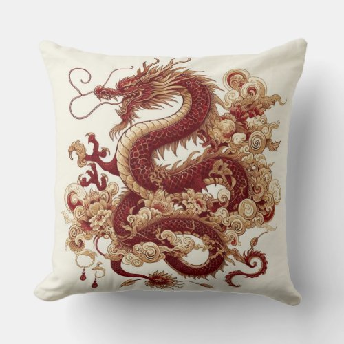 Red dragon in light throw pillow