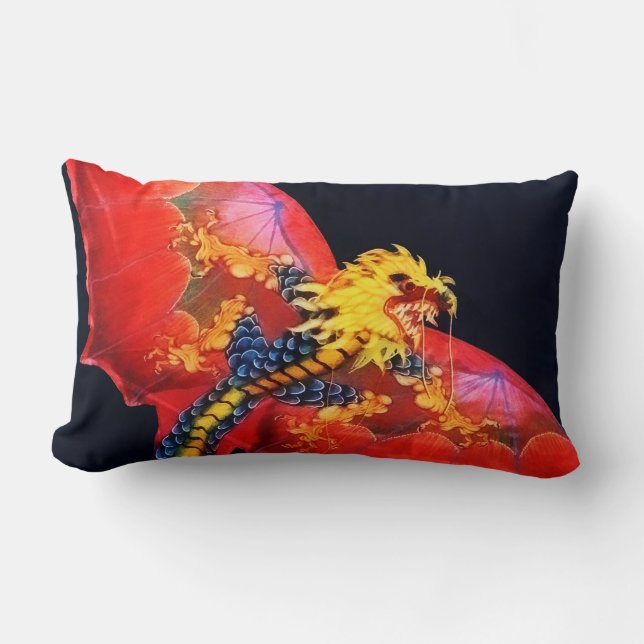 Red Dragon Kite Lumbar Pillow (Front)