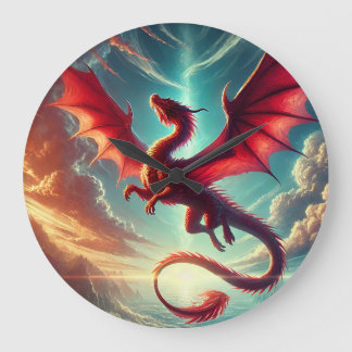 Red Dragon Large Clock