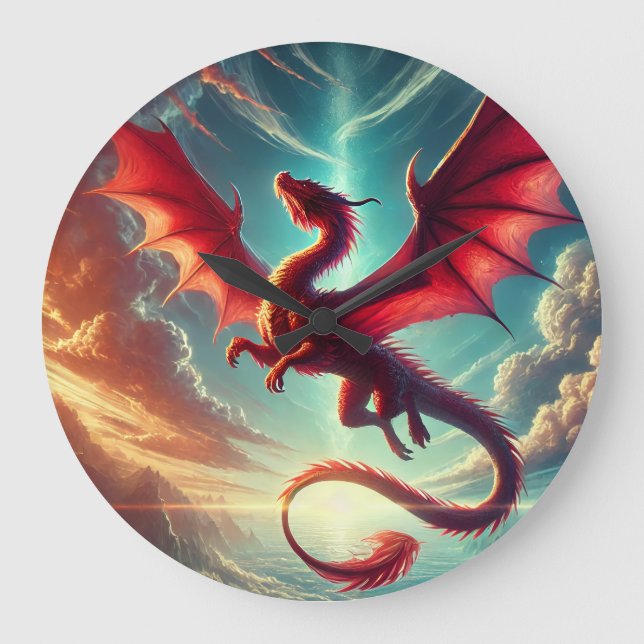 Red Dragon Large Clock (Front)