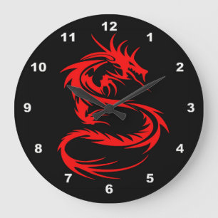 Red Dragon Large Clock