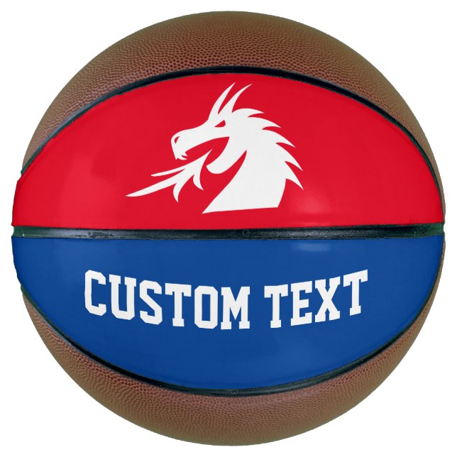Red dragon logo personalized full size basketball (Front)