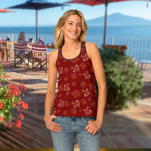 Red Dragon Lunar New Year Chinese 福 Blessings Tank Top (Creator Uploaded)