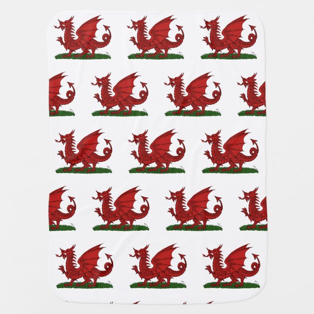 Red Dragon of Wales Baby Blanket (Front)