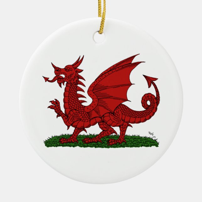 Red Dragon of Wales Ceramic Ornament (Front)