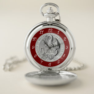 RED DRAGON OF WALES COIN POCKET WATCH