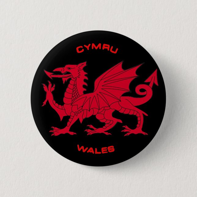 Red Dragon of Wales (Cymru), Black Back Button (Front)