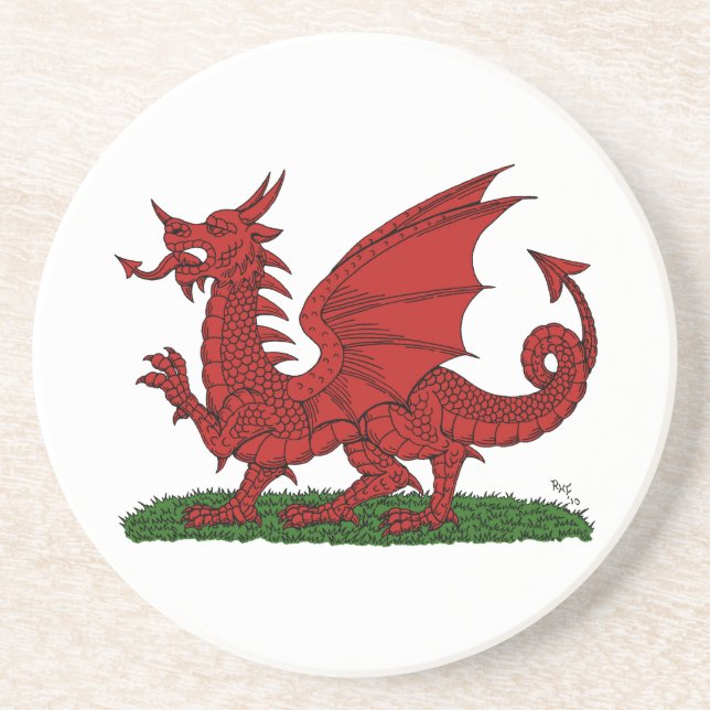 Red Dragon of Wales Drink Coaster (Front)