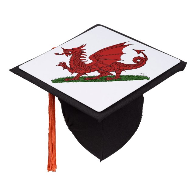 Red Dragon of Wales Graduation Cap Topper (Angled)