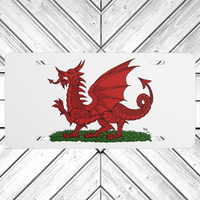 Red Dragon of Wales License Plate (Red Dragon of Wales License Plate on Garage Door)
