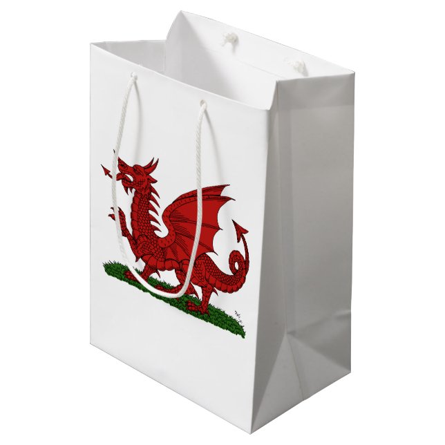Red Dragon of Wales Medium Gift Bag (Front Angled)