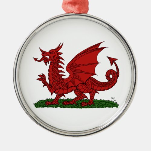 Red Dragon of Wales Metal Ornament