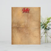 Red Dragon of Wales on Aged Parchment effect (Standing Front)