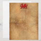Red Dragon of Wales on Aged Parchment effect (Front/Back)