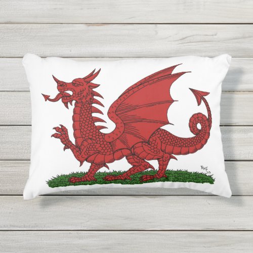 Red Dragon of Wales Outdoor Pillow
