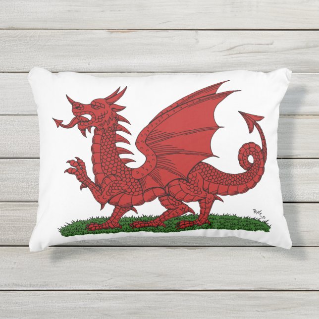 Red Dragon of Wales Outdoor Pillow (Front)