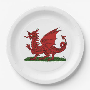 Red Dragon of Wales Paper Plates