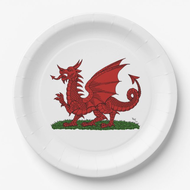 Red Dragon of Wales Paper Plates (Front)