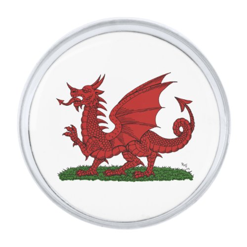Red Dragon of Wales Silver Finish Lapel Pin