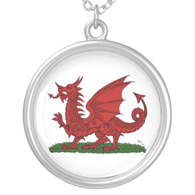 Red Dragon of Wales Silver Plated Necklace (Front)