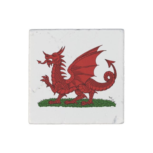 Red Dragon of Wales Stone Magnet (Front)