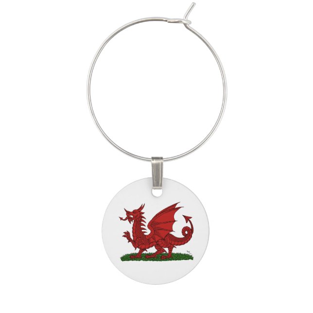 Red Dragon of Wales Wine Glass Charm (Front)