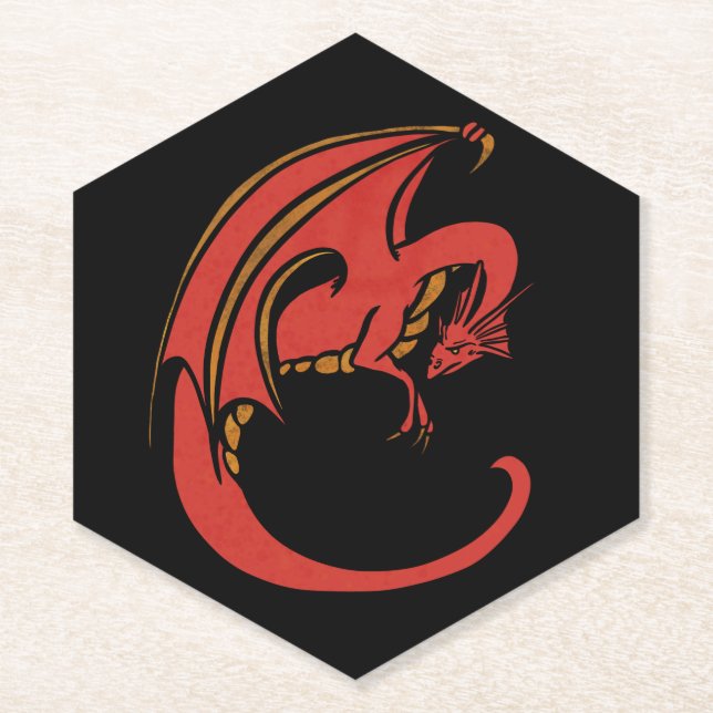 Red Dragon Paper Coaster (Front)