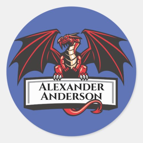 Red Dragon Personalize Classic Round Sticker