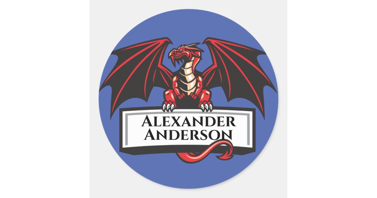Red Dragon Personalize Classic Round Sticker | Zazzle