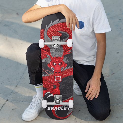 Red Dragon Personalized Name Skateboard