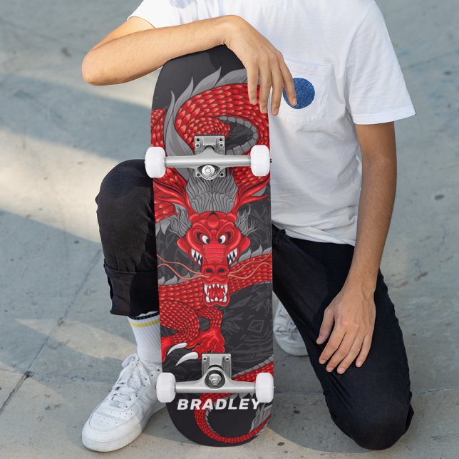 Red Dragon Personalized Name Skateboard (Creator Uploaded)
