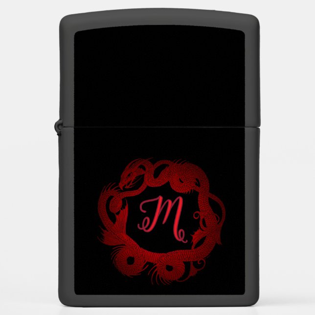Red Dragon Personalized Zippo Lighter (Front)