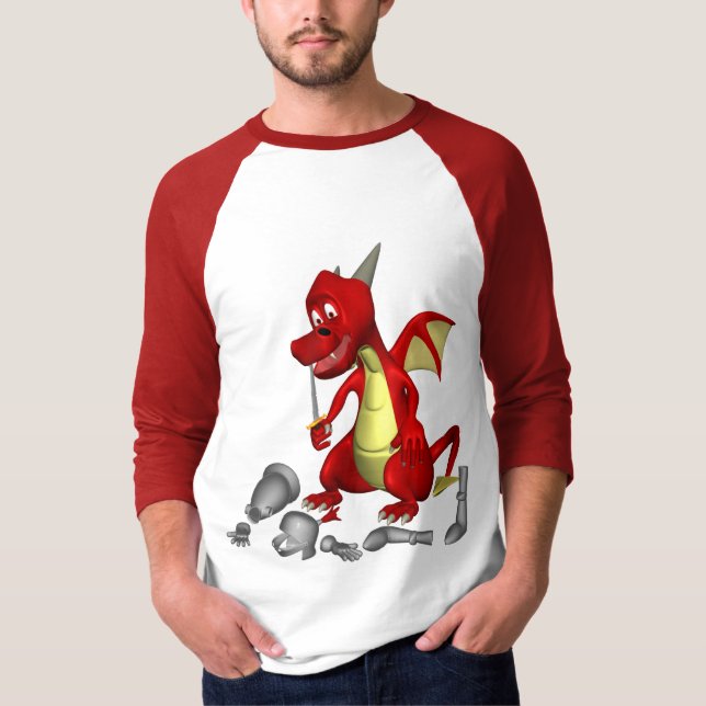 Red Dragon picking Knight out of Teeth T-Shirt (Front)