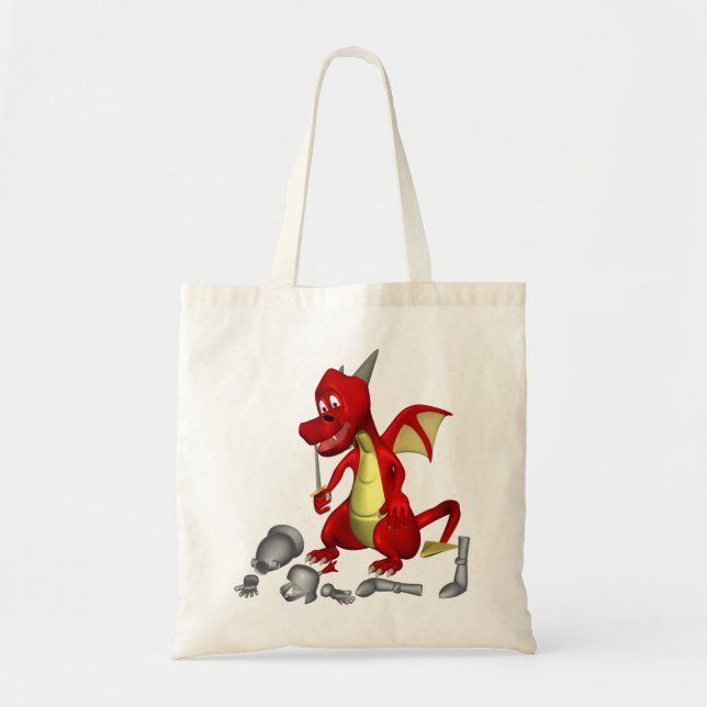 Red Dragon picking Knight out of Teeth Tote Bag (Front)
