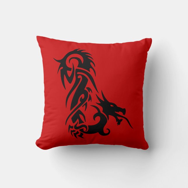 Red Dragon Pillow Customizable (Front)