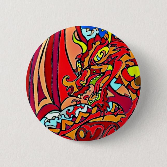 Red Dragon Pinback Button (Front)