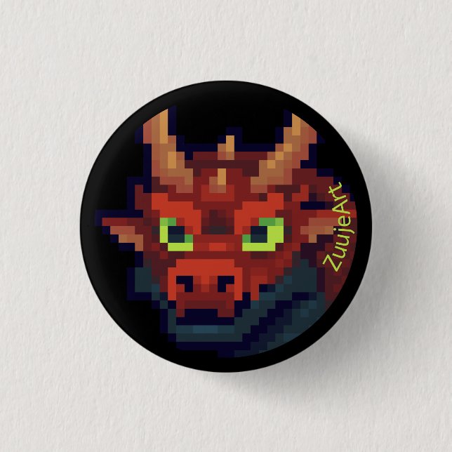 Red Dragon. Pixelart pixel art Button (Front)