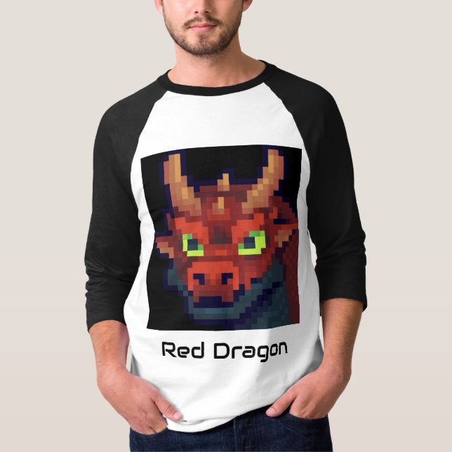 Red Dragon PixelArt T Shirt (Front)