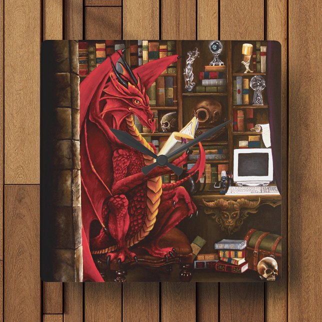 Red Dragon Podcast Fantasy Square Wall Clock (Creator Uploaded)