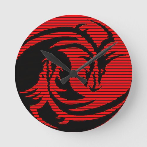 Red dragon round clock